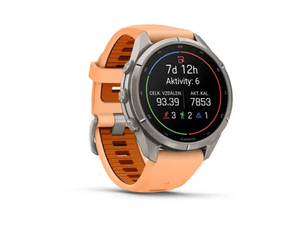 Garmin fenix 9 Pro – inReach 43 mm Smartwatch Titanium Shell pink/autumn orange Silikonarmband