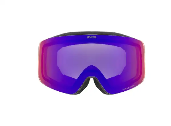 Uvex Pwdr Fm Kinder Skibrille Black Matt DL/Ruby On Green