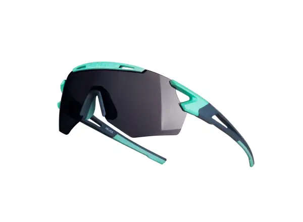Force Arcade Fahrradbrille Mint-Sturmblau/Schwarz mit verspiegelten Gläsern.