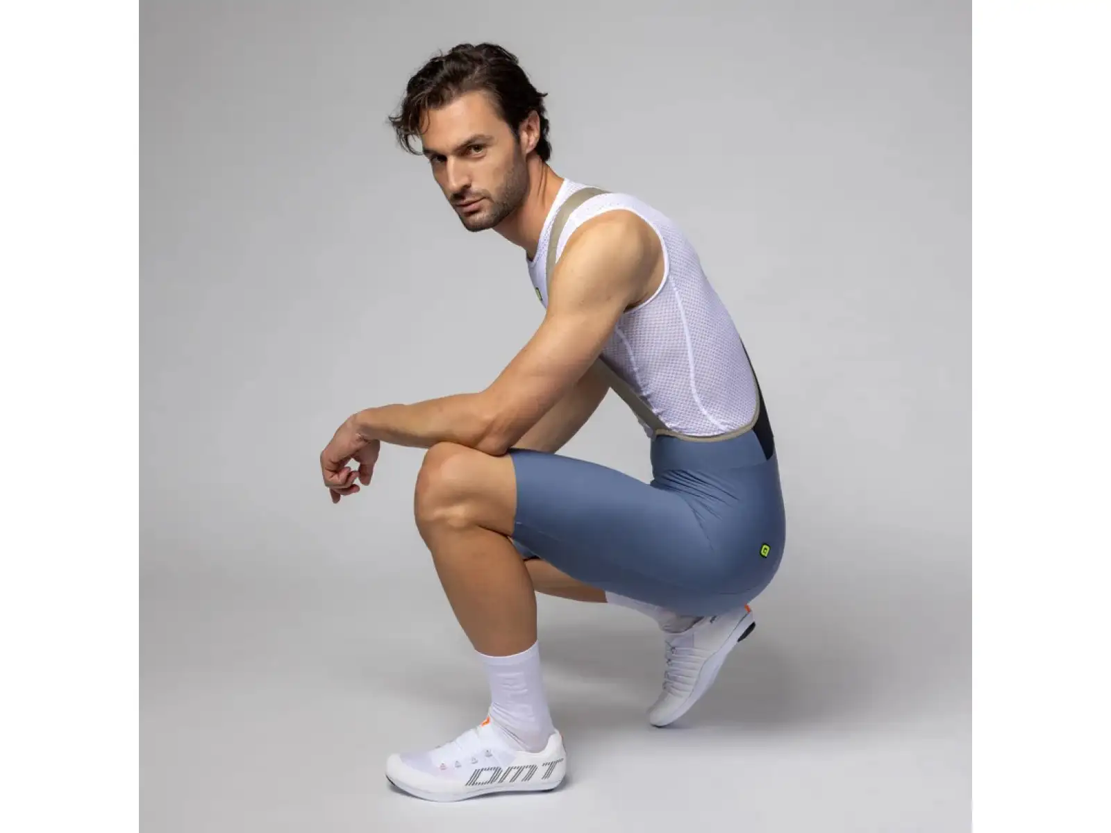 Alé PR-E Master 2.0 Herren-Shorts mit Einsatz und Hosenträgern Steel Blue