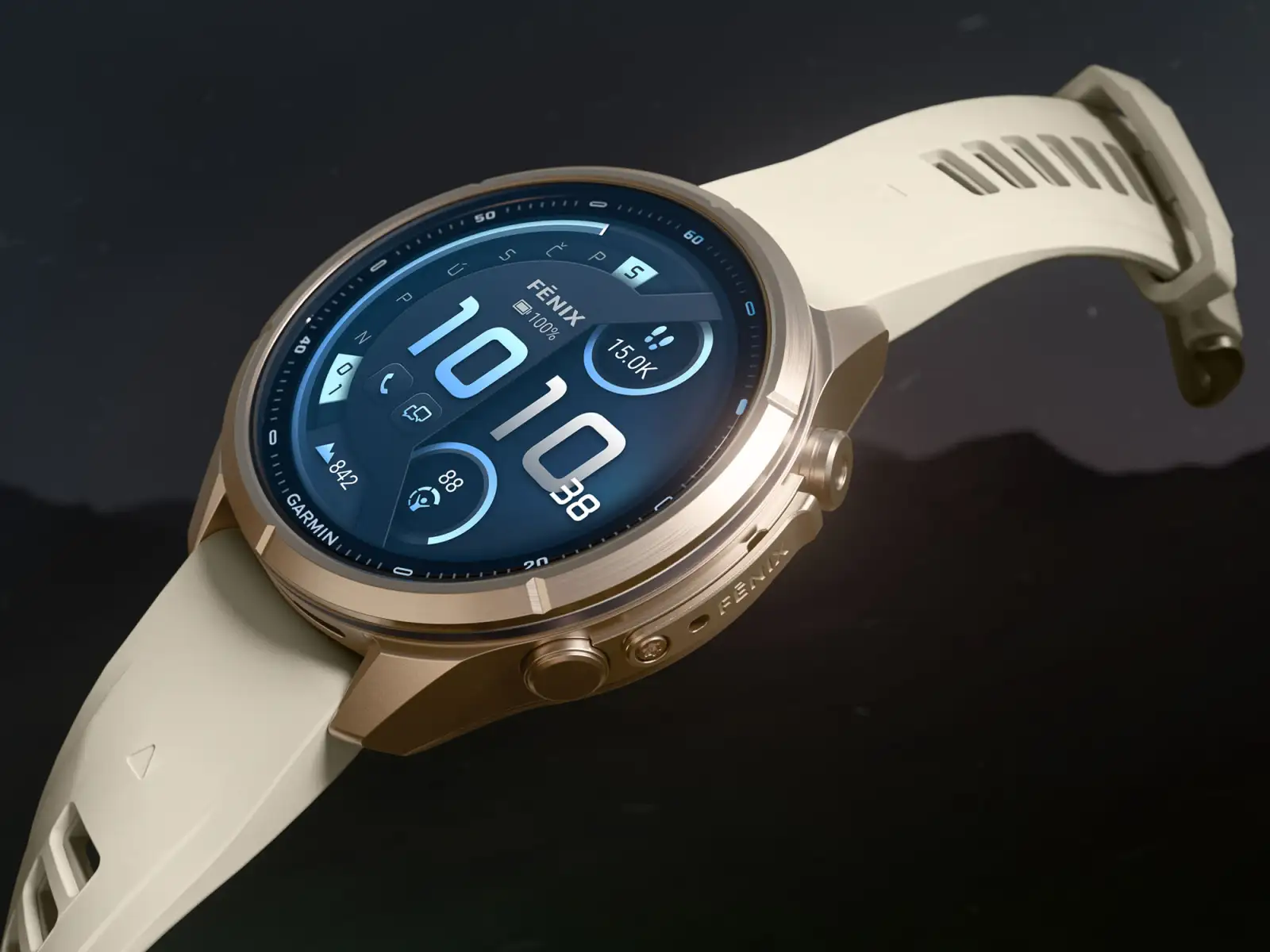 Garmin fenix 9 Pro inReach 43 mm Smartwatch Autumn gold titanium/Cream/french gray