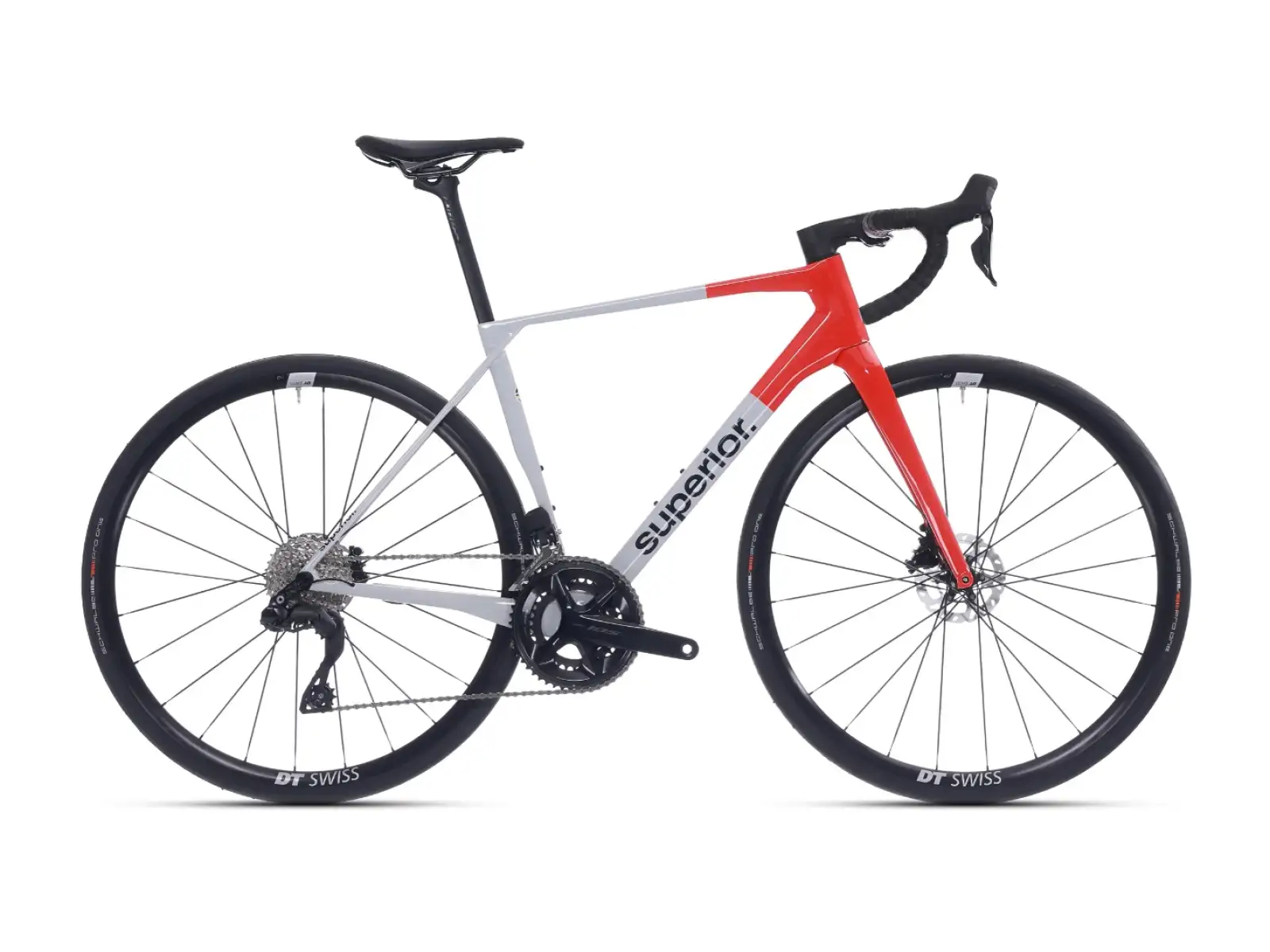 Superior X-Road 9.5 GF Straßenfahrrad in Glanzgrau / Orange-Rot.