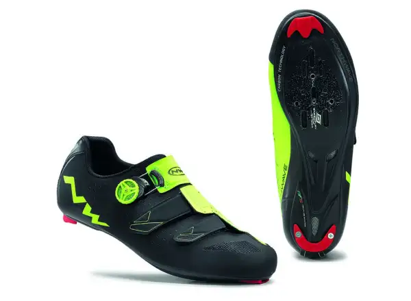 Northwave Phantom Carbon Herren Rennradschuhe Black/Yellow Fluo