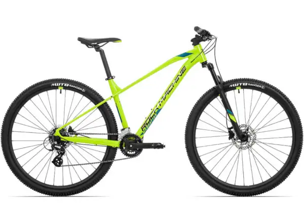 Rock Machine Manhattan 40-29 Mountainbike in Gloss Radioactive Gelb/Schwarz/Petrol Blau.