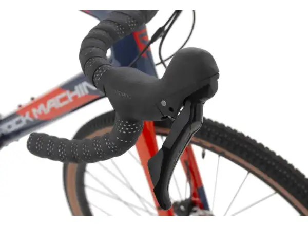 Rock Machine Gravelride CRB 700 Gravelbike in glänzendem Dunkelblau/Backsteinorange/Silber