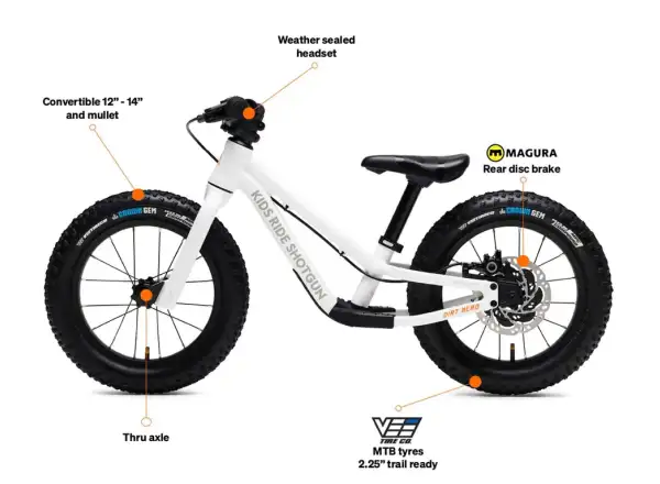 Kids Ride Shotgun Dirt Hero 12 Laufrad mit Bremse