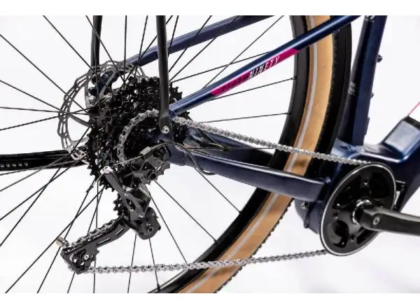 Rock Machine Storm INT e90-29 Damen-Touringrad in mattem Blau/Silber/Rosa Elektrofahrrad
