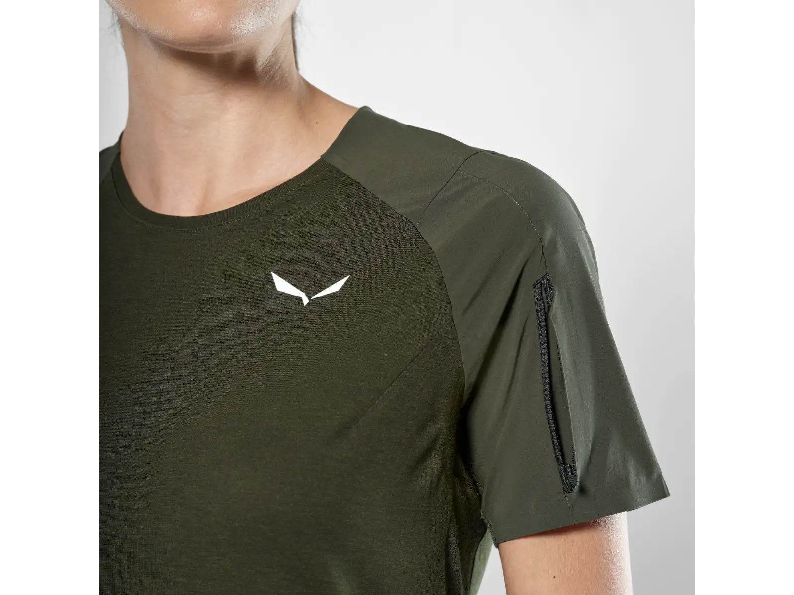 Salewa Puez AM Hyb Damen T-Shirt kurzarm Dark Olive