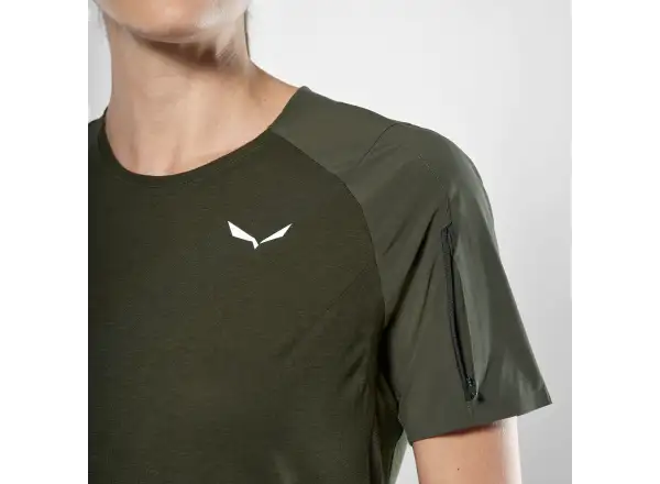 Salewa Puez AM Hyb Damen T-Shirt kurzarm Dark Olive