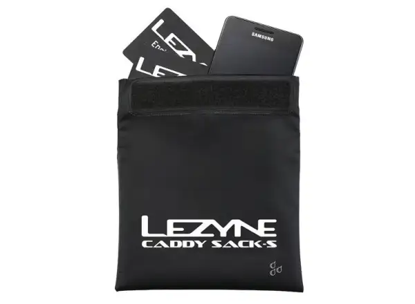 Lezyne Caddy Sack Mit der kleinen Tasche für Kleinigkeiten in Schwarz.