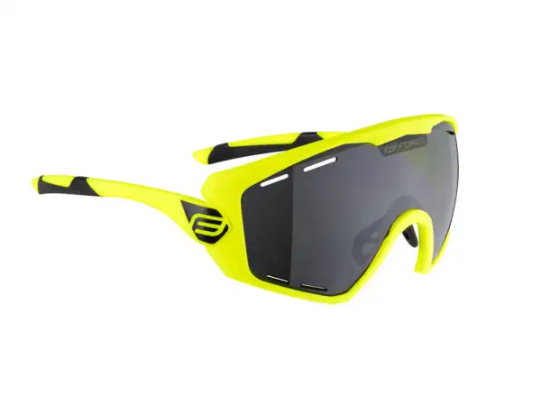 Ombro Plus Radbrille in fluro/gelb mit schwarzen Gläsern.