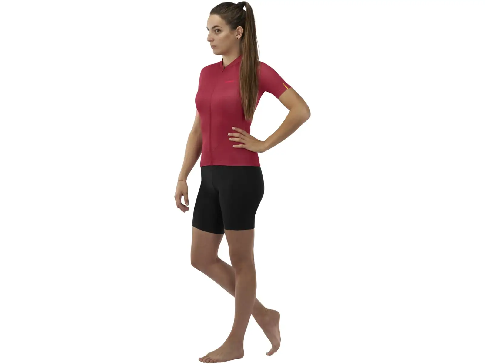 Mavic Sequence Damen Kurzarmtrikot in tiefem Weinrot.
