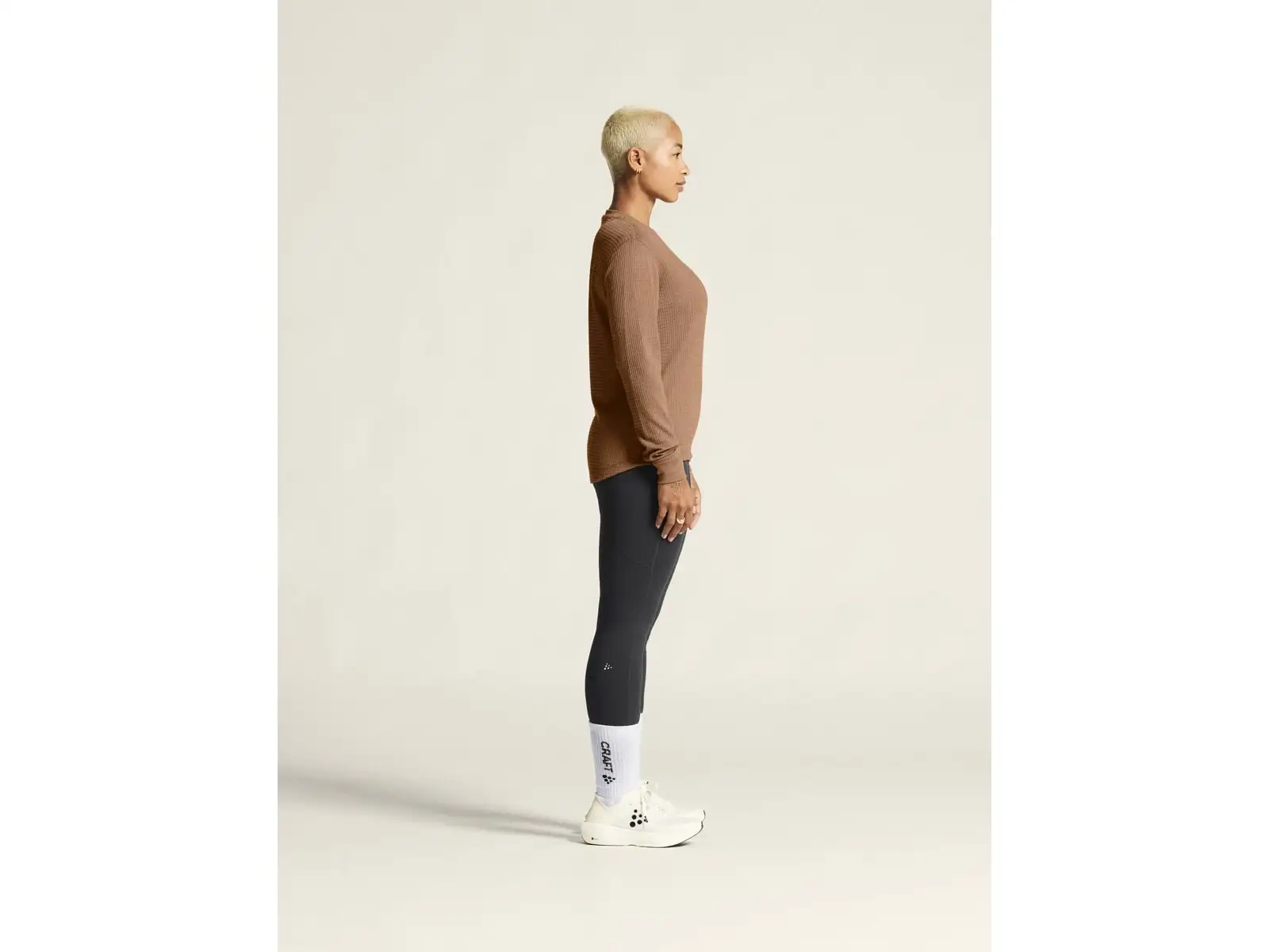 Craft Wool Waffle Damen Langarmshirt braun