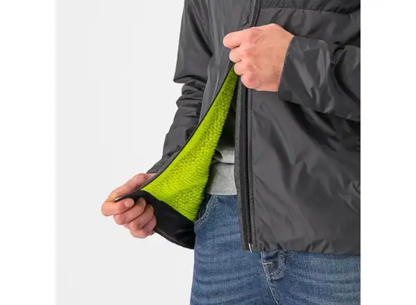 Castelli Riscalda Puffy Herrenjacke dunkelgrau/elektrisches Limettengrün