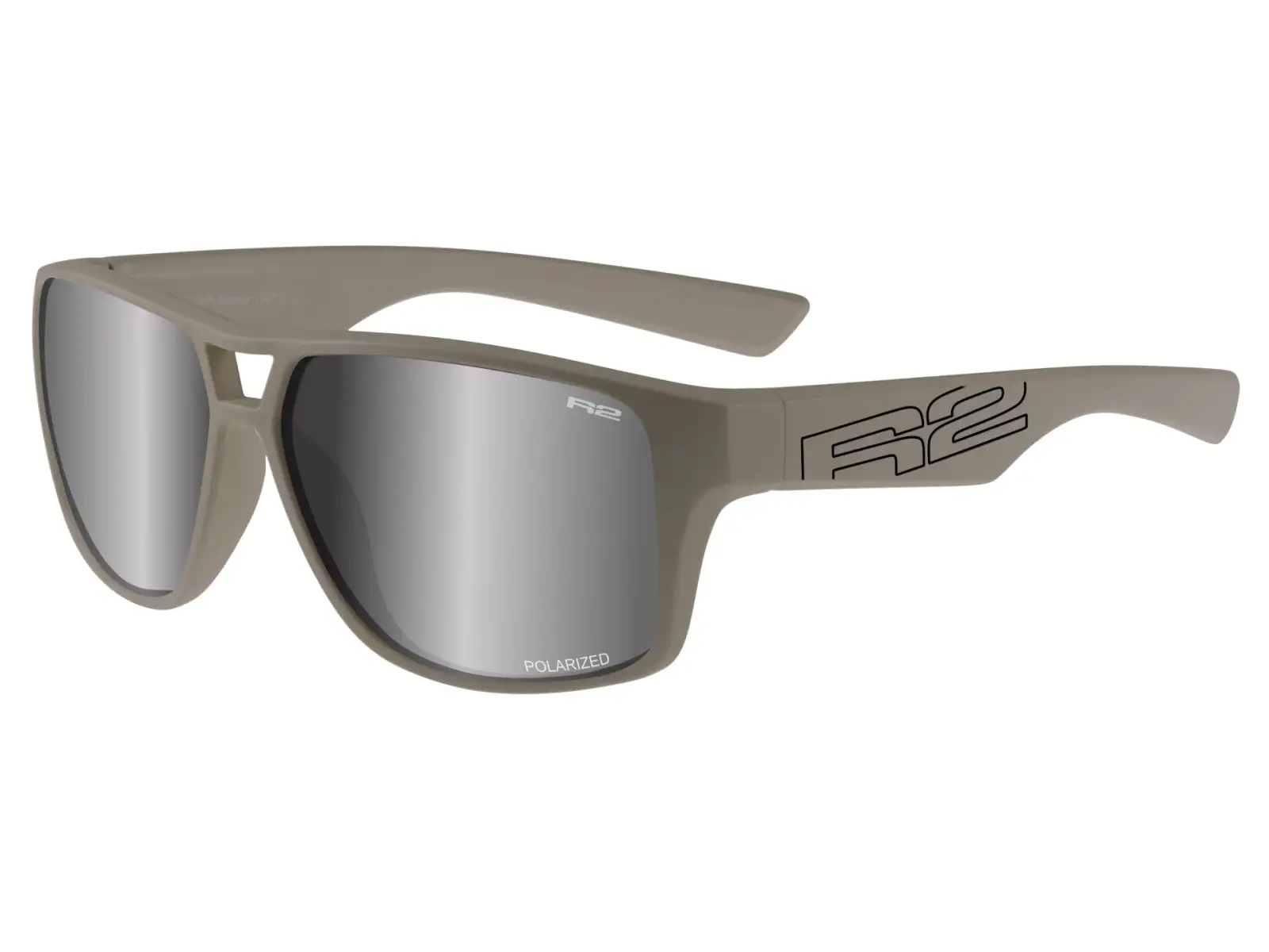 R2 Master Brille in mattem Grau mit polarisierenden grauen Gläsern.