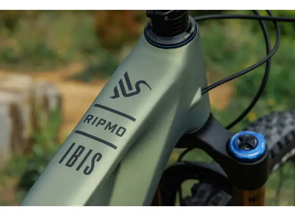 Ich habe ein Ibis Ripmo V3 Deore XT Mountainbike in der Olive Swamp Monster Farbe.