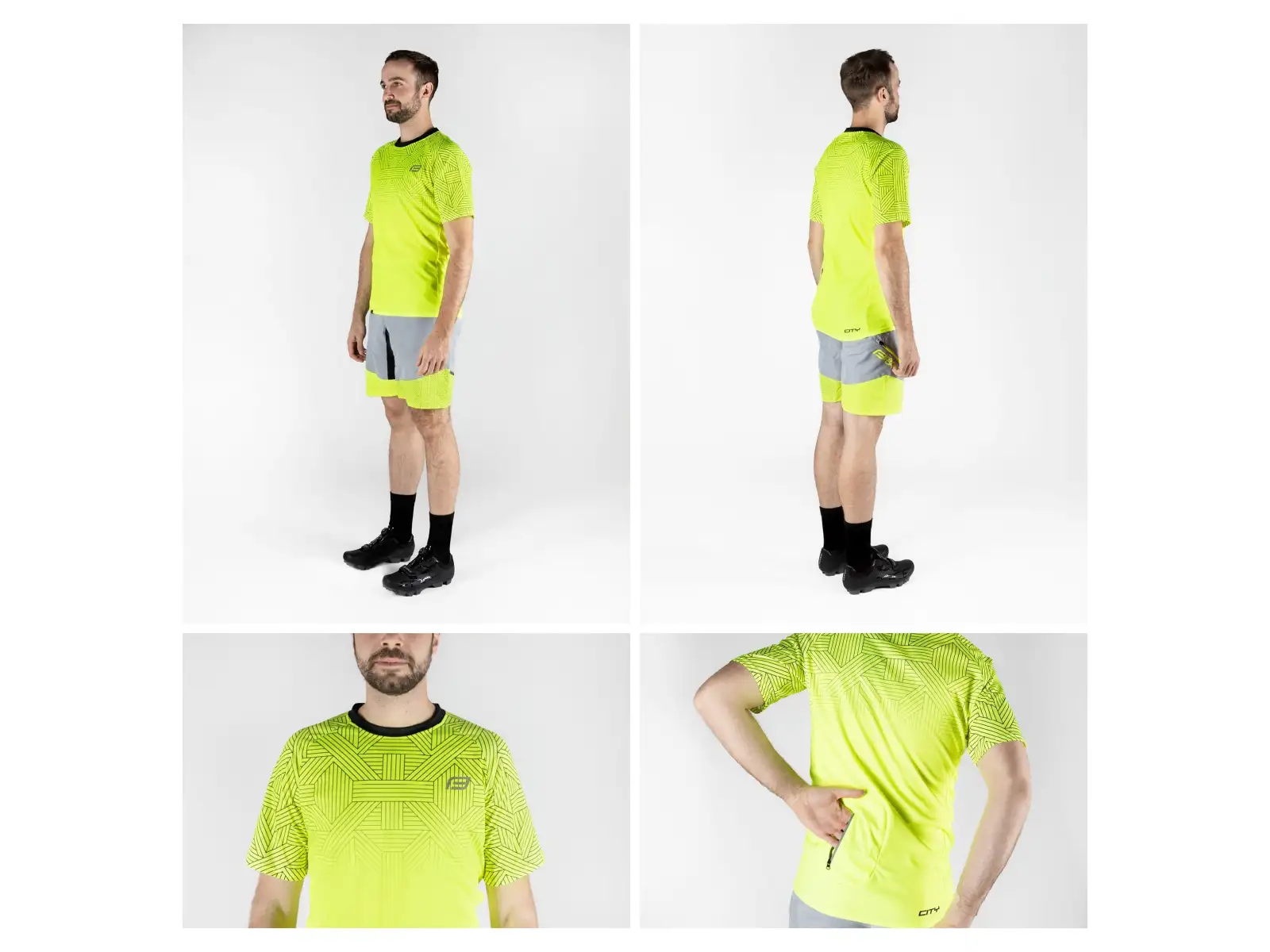Force City Herrentrikot Kurzarm Fluoreszierend/Schwarz