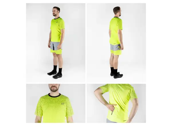 Force City Herrentrikot Kurzarm Fluoreszierend/Schwarz