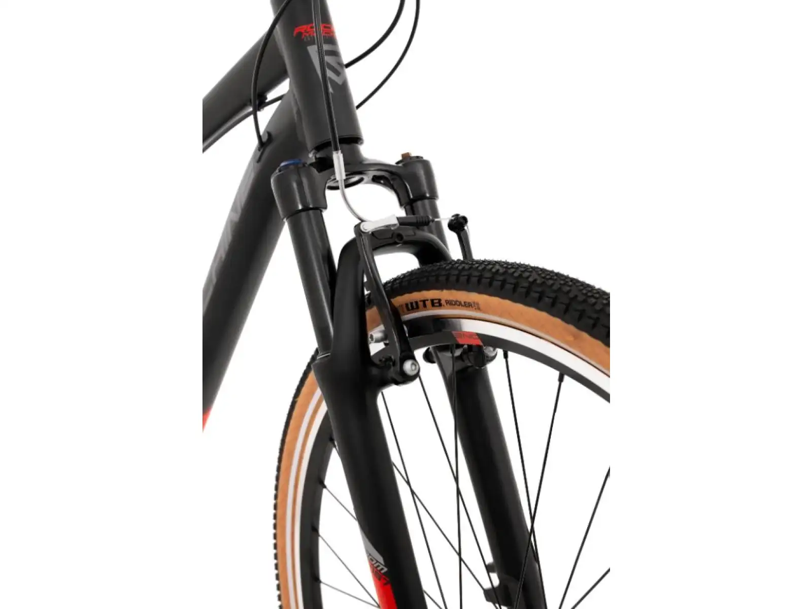 Rock Machine CrossRide 100 in mattem Schwarz/Dunkelgrau/Ziegelrot Trekkingrad.