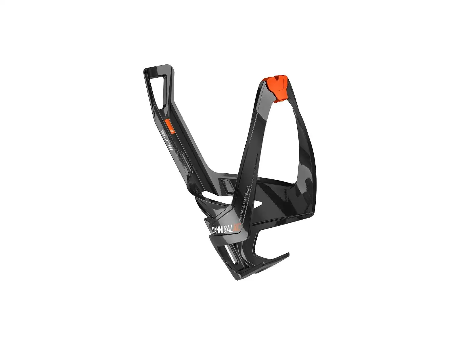 Elite Cannibal XC Bio Based Flaschenhalter Schwarz Glänzend/Orange Grafik