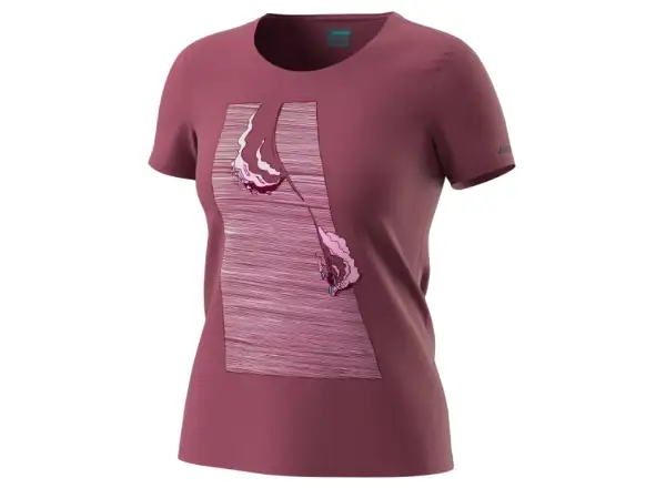 Dynafit X Simon Charriere Damen T-Shirt Kurzarm Dunkelrosa/Blau G¨rtel