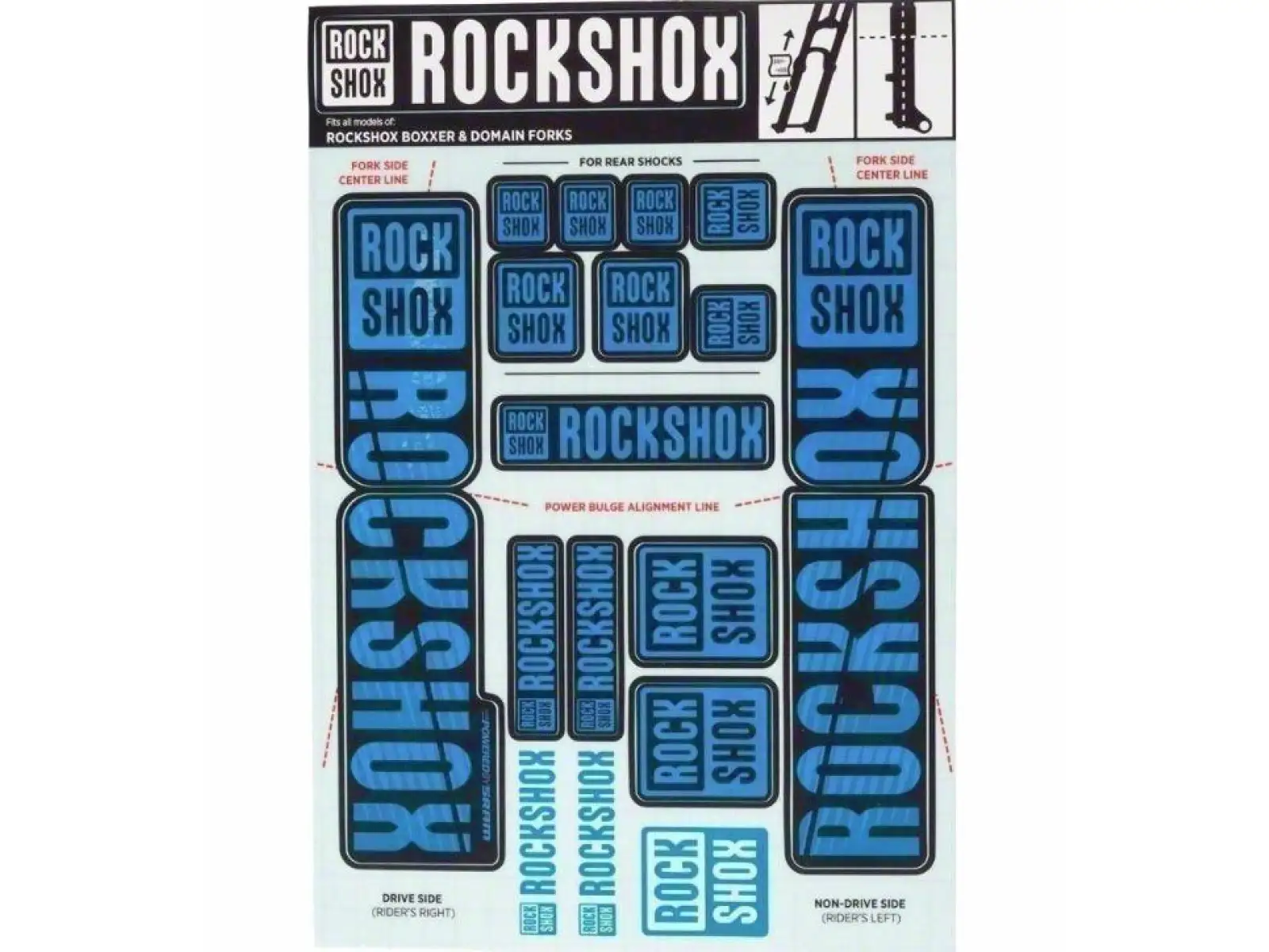 Rock Shox Decal Kit Water Blue für BoXXer/Domain Dual Crown