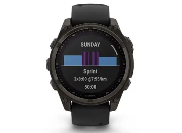 Garmin fenix 8 - 47 mm Solar Sapphire Smartwatch Carbon Gray DLC Titanium Black/Gray