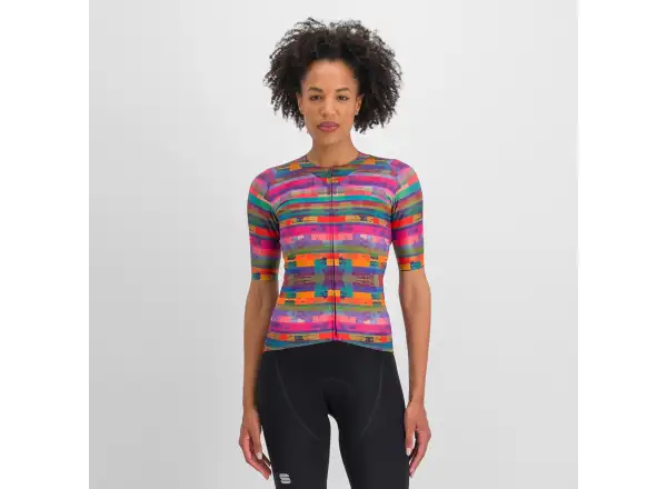 Sportful Glitch Damen Kurzarmtrikot multicolor pink