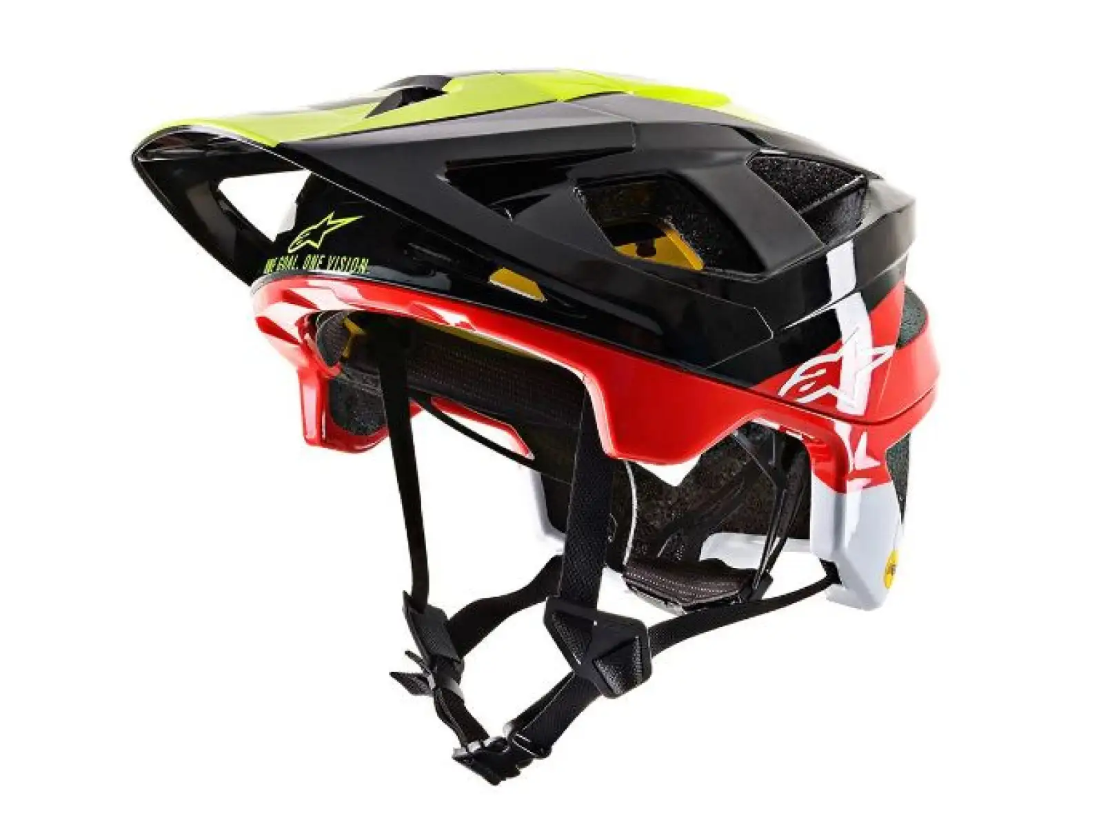 Alpinestars Vector Tech MIPS Pilot Helm schwarz/gelb fluro/rot glänzend