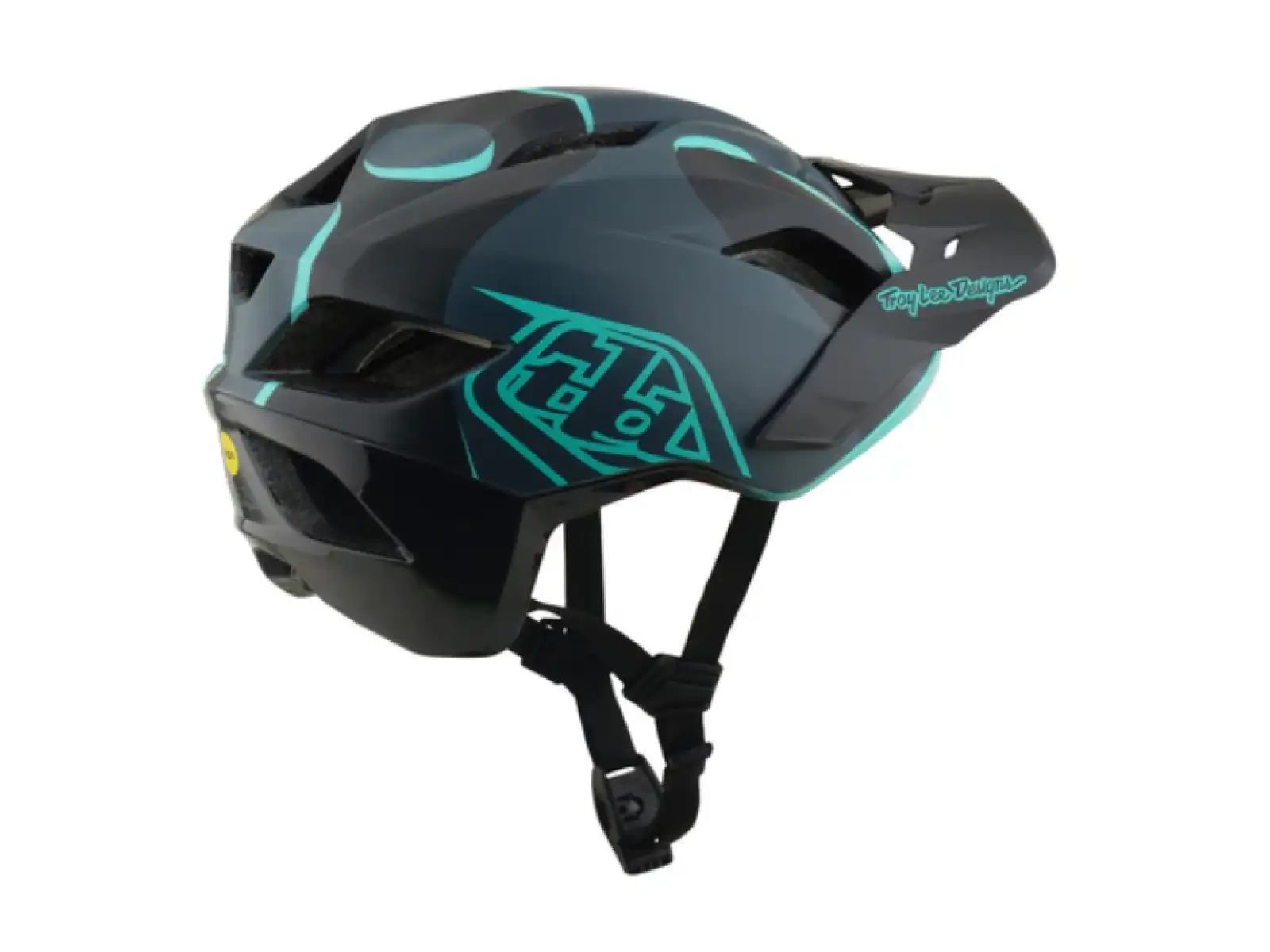 Troy Lee Designs Flowline SE MIPS Helm Badge Carbon/Real Teal