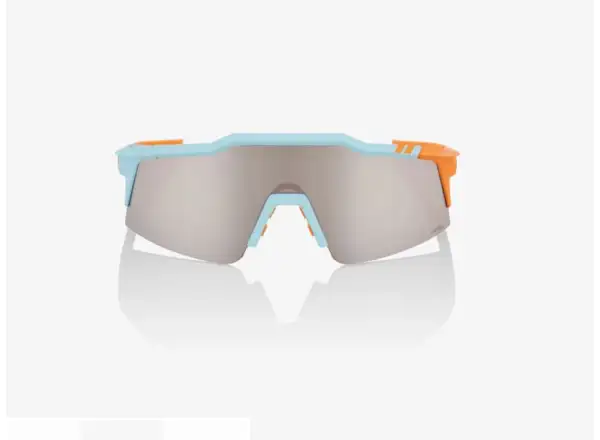 100% SPEEDCRAFT SL Brille mit verspiegelten Gläsern in Blau/Orange/Silber.