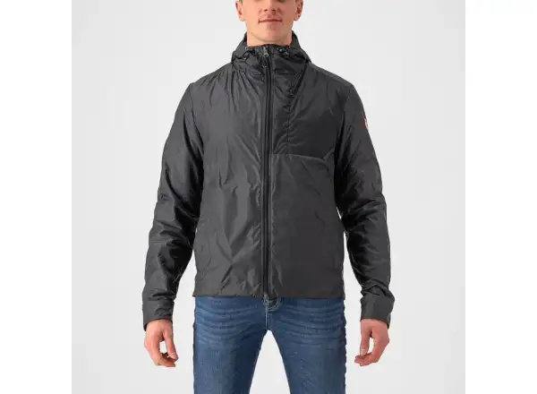 Castelli Riscalda Puffy Herrenjacke dunkelgrau/elektrisches Limettengrün