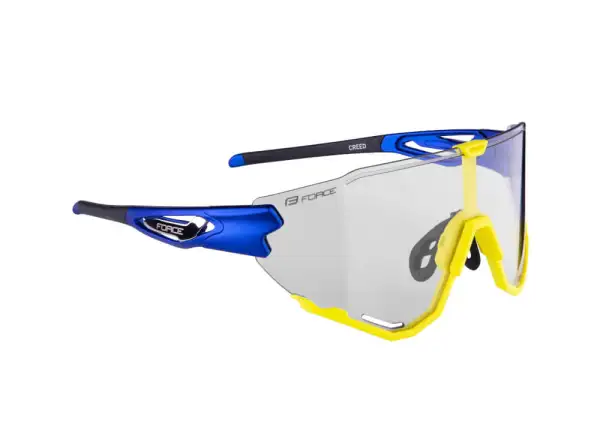 Force Creed Brille blau/fluo mit fotochromatischen Gläsern.