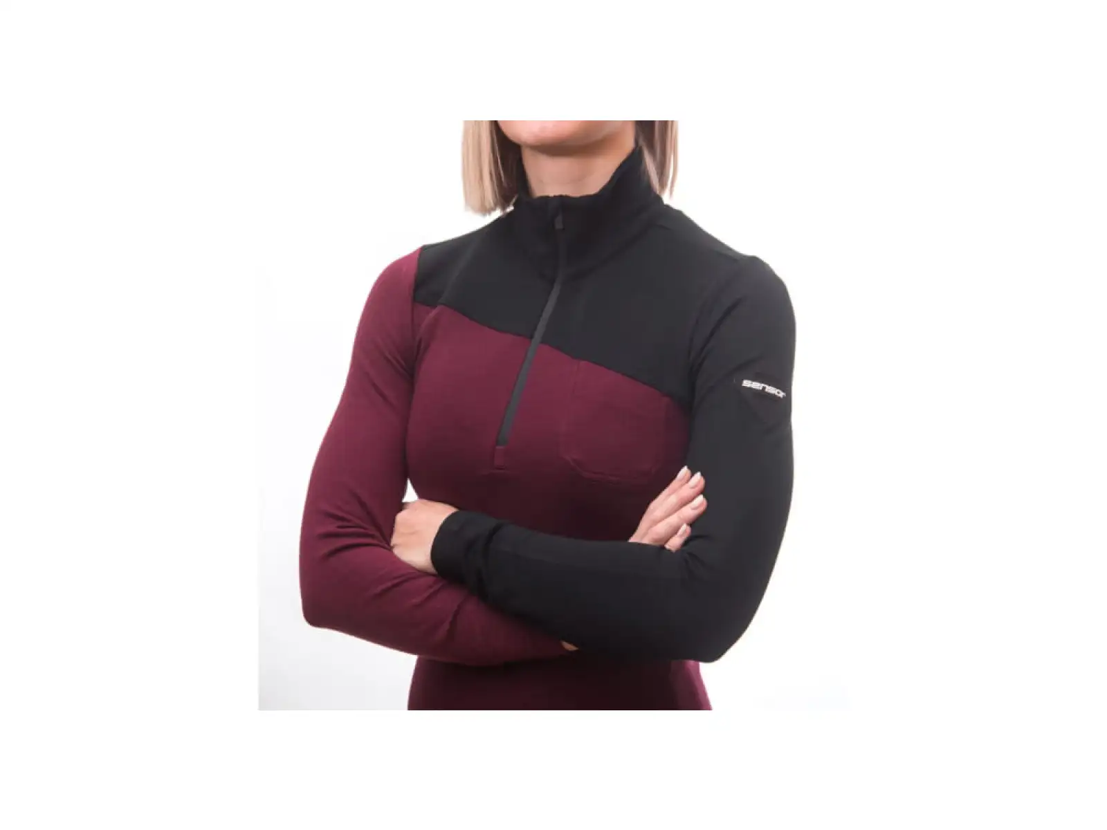 Sensor Merino Extreme Damen T-Shirt langarm schwarz/Port Red