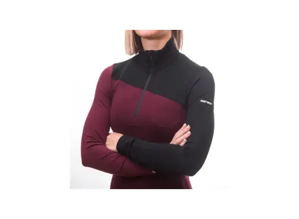 Sensor Merino Extreme Damen T-Shirt langarm schwarz/Port Red