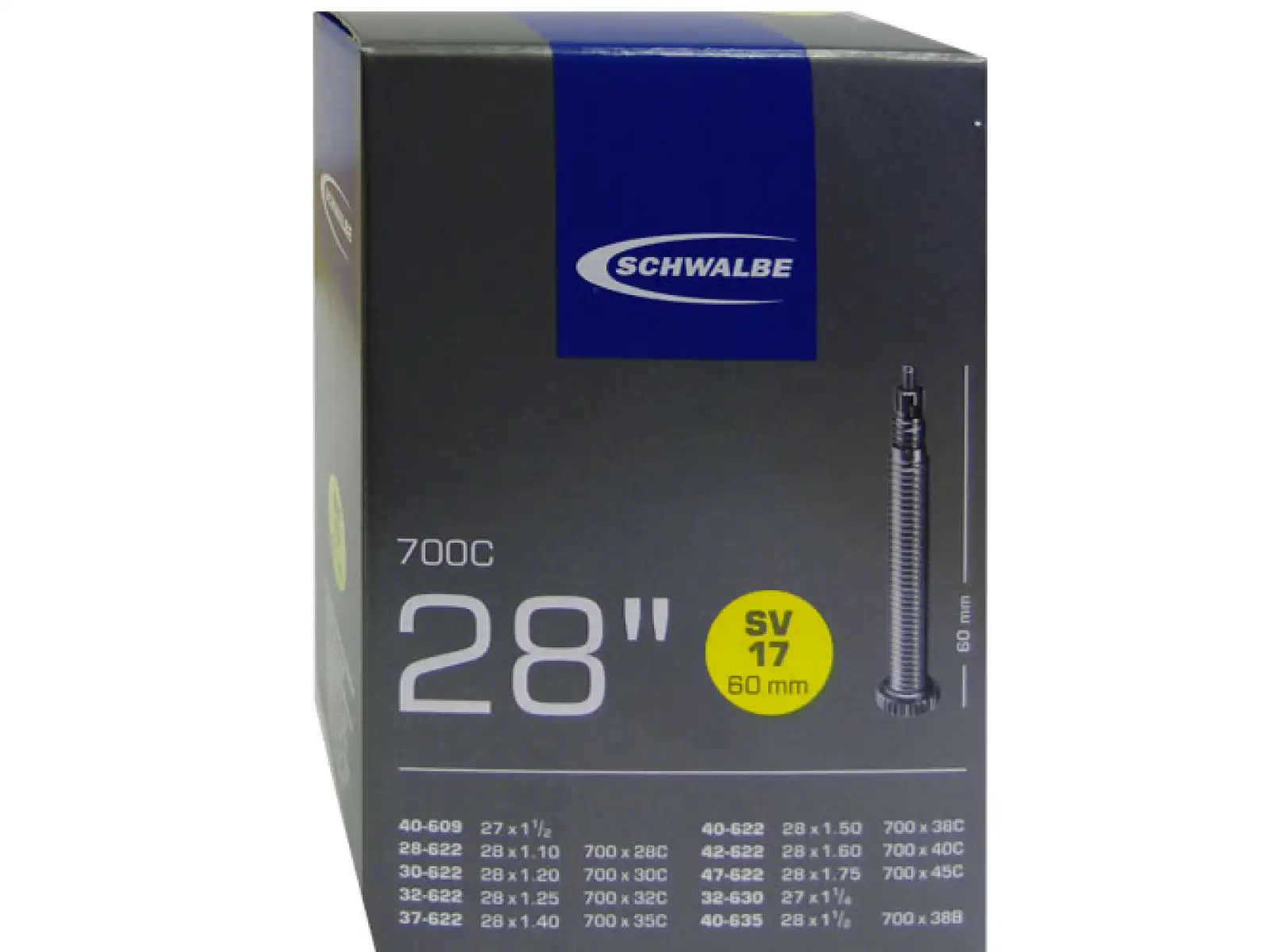 Schwalbe Trekking Schlauch 28-47/622 (Nr.17) mit Autoventil 60 mm.