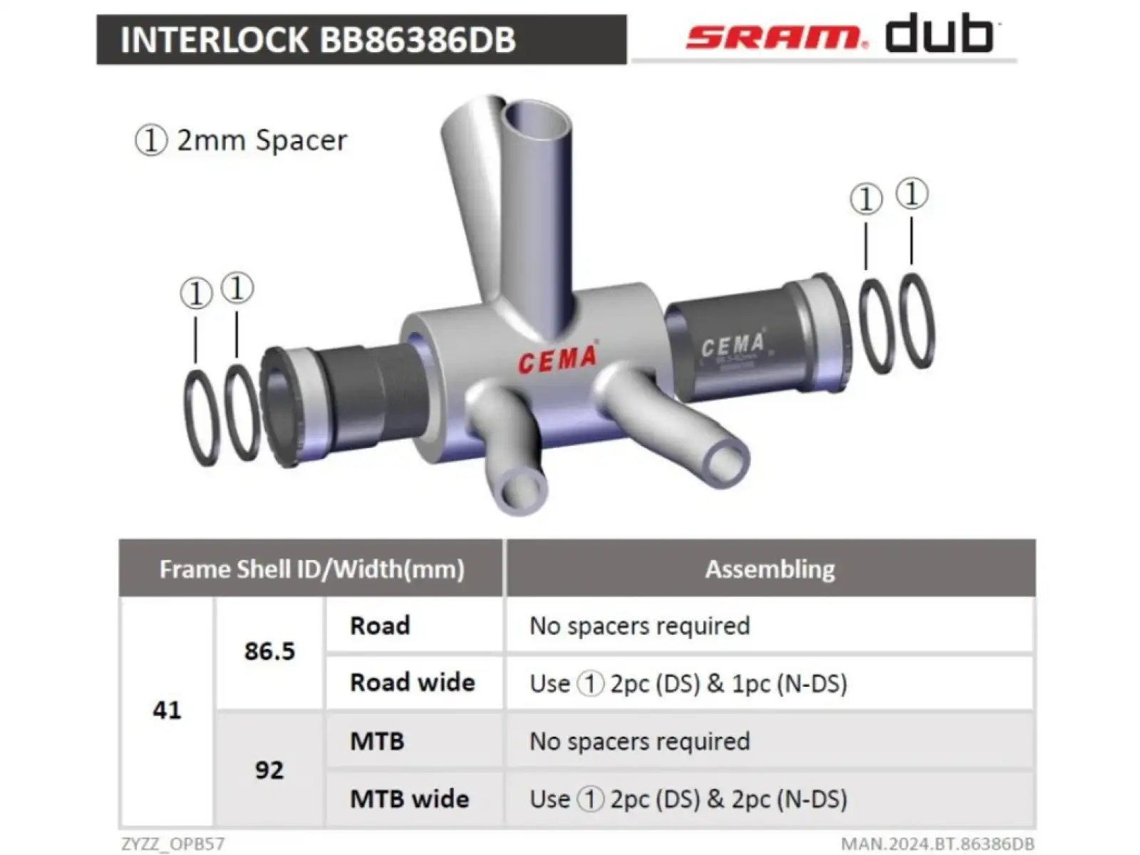 Cema Tretlager BB86-BB92 für DUB Achse