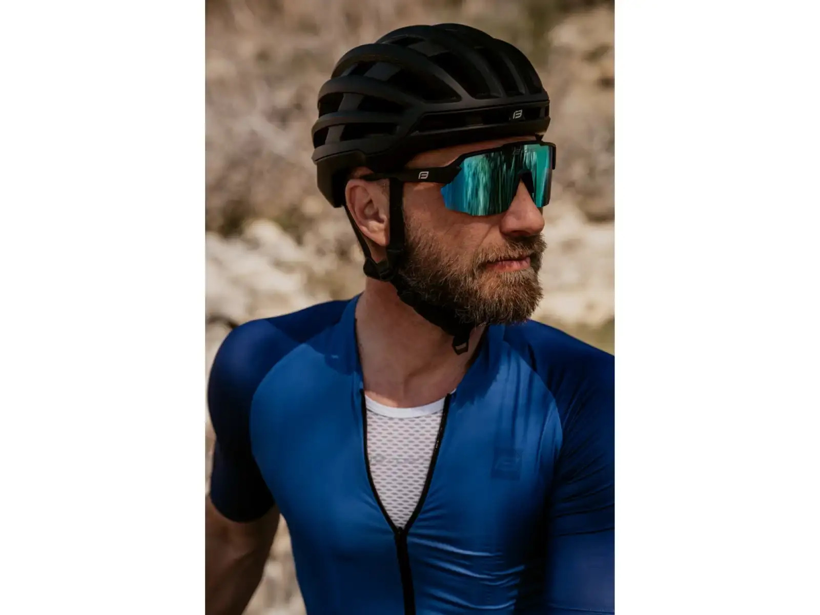 Force Pulse Fahrradbrille schwarz/blaues verspiegeltes Glas