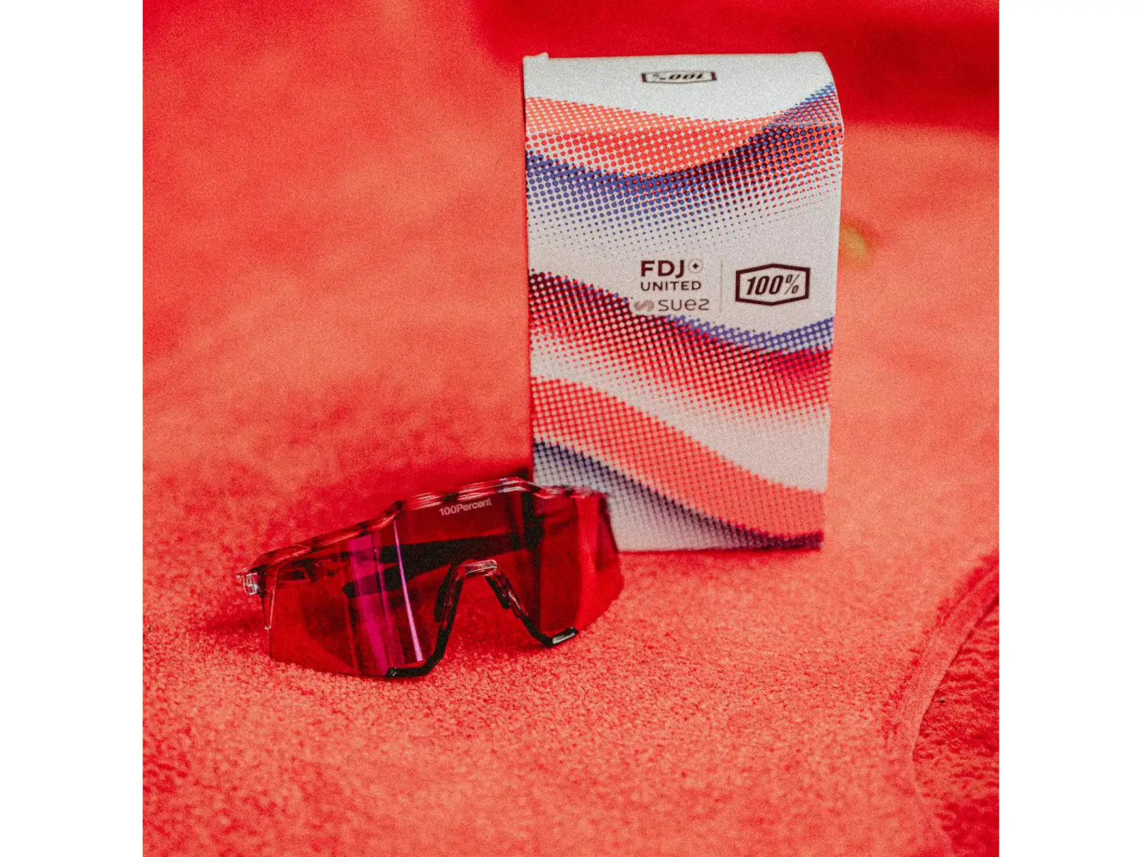 100% Speedcraft Brille FDJ Gloss Translucent Red/Blue/HiPER Fire Red Mirror Lens