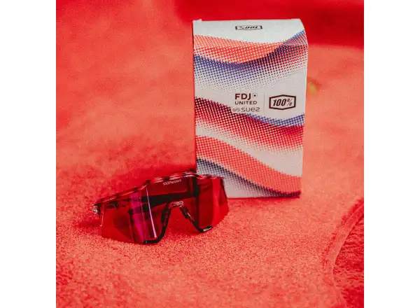 100% Speedcraft Brille FDJ Gloss Translucent Red/Blue/HiPER Fire Red Mirror Lens
