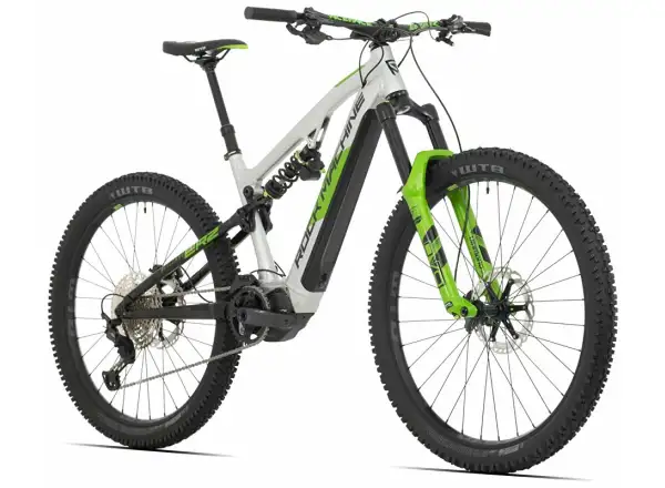 Elektrofahrrad Rock Machine Blizzard INT e90, vollgefedert, silber/schwarz/grün