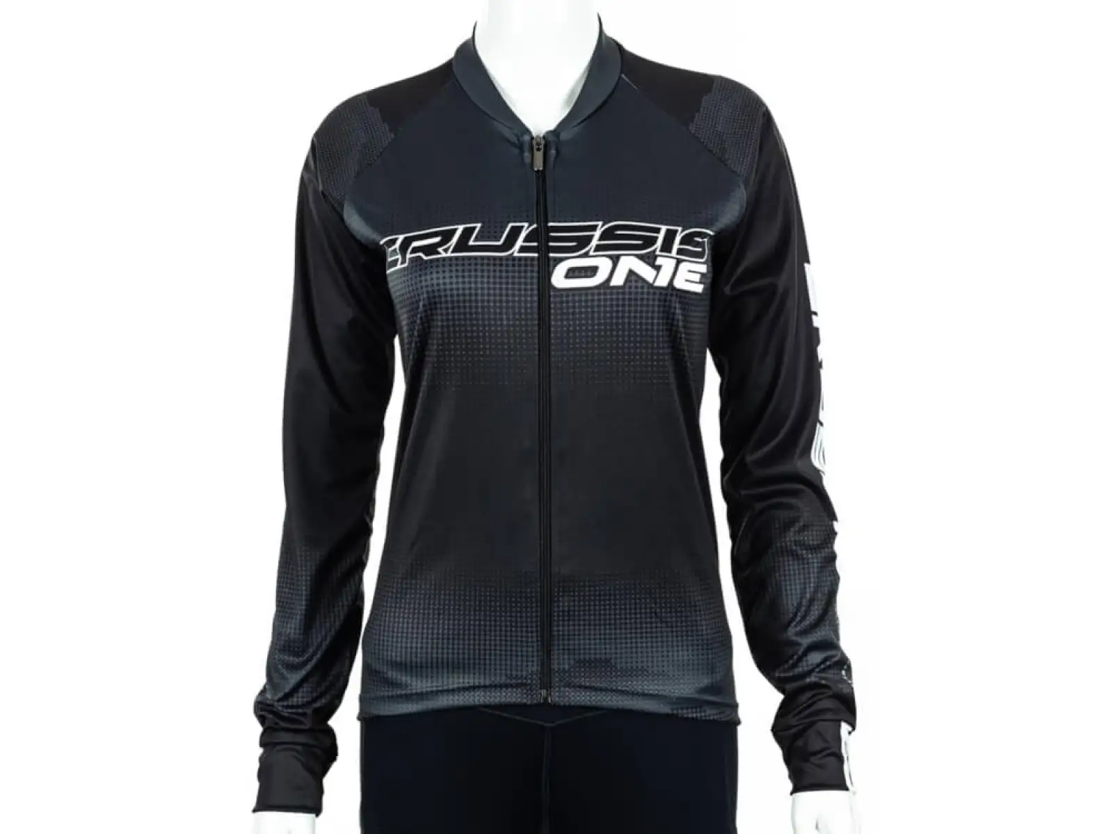Crussis One Damen Radtrikot Langarm Schwarz/Weiß