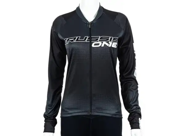 Crussis One Damen Radtrikot Langarm Schwarz/Weiß