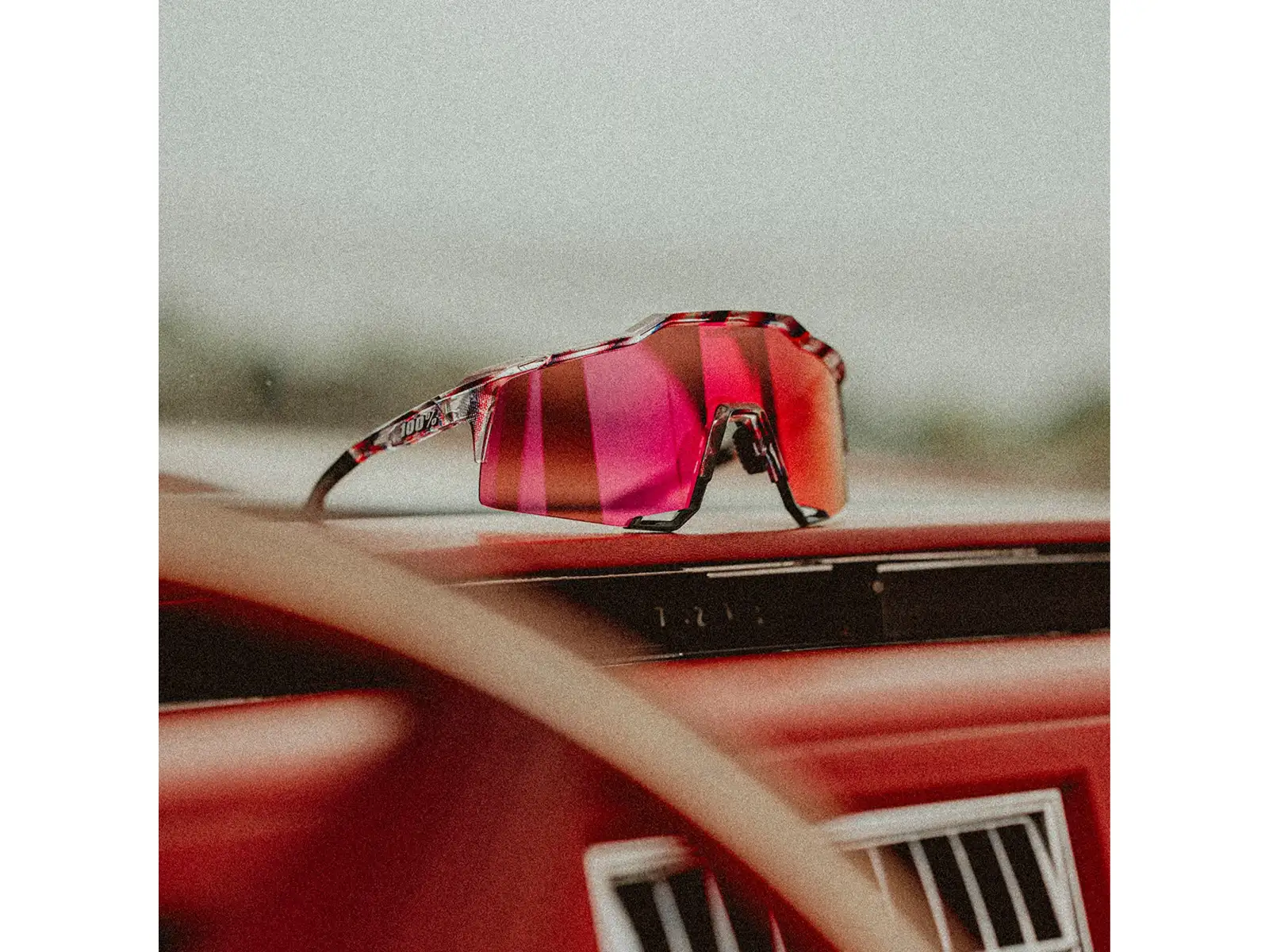 100% Speedcraft Brille FDJ Gloss Translucent Red/Blue/HiPER Fire Red Mirror Lens