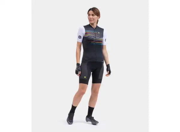 Damen Fahrradtrikot Alé PR-S Logo kurzarm schwarz