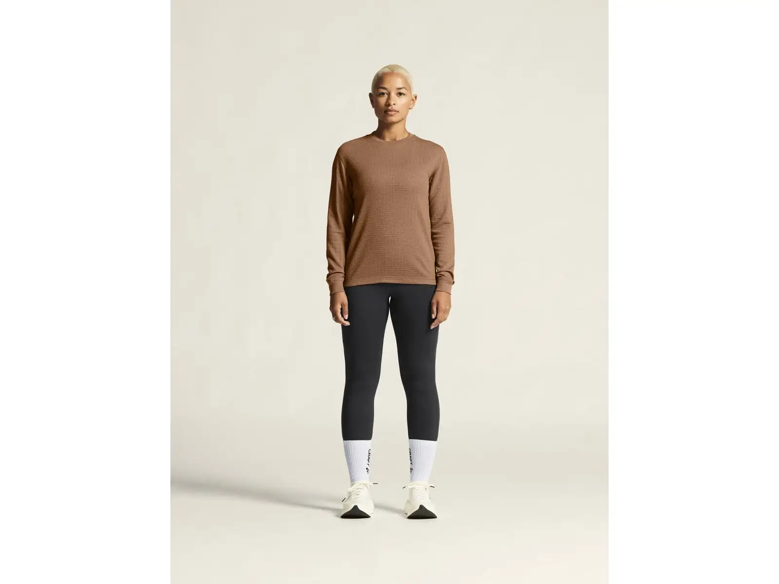 Craft Wool Waffle Damen Langarmshirt braun