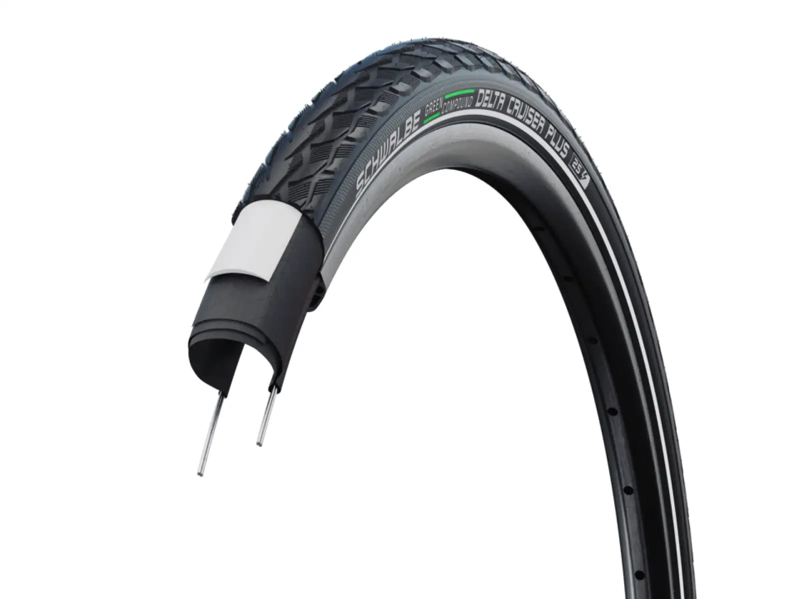 Schwalbe 50-622 DeltaCruiser Plus Active PunctureGuard E-25, Draht, Green compound, black-