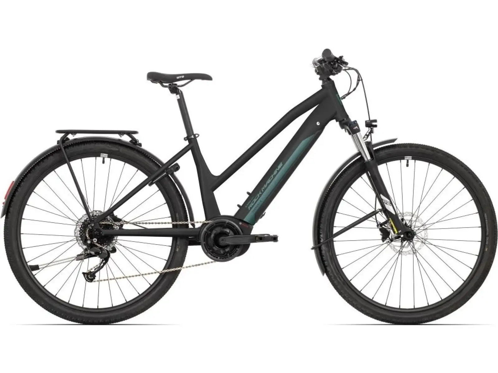Rock Machine Torrent e90-29 B Touring Easy Entry E-Bike Matte Black / Petrol.