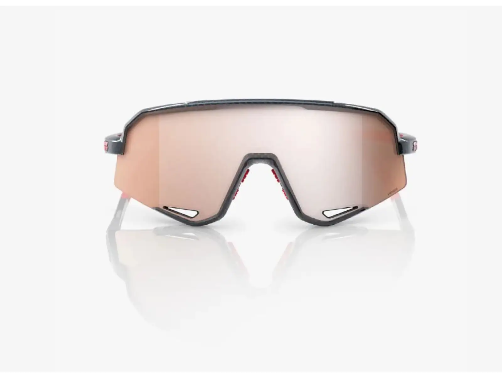 100% Slendale Brille Glanz Carbon Fiber/HiPER Crimson-Silber Linse
