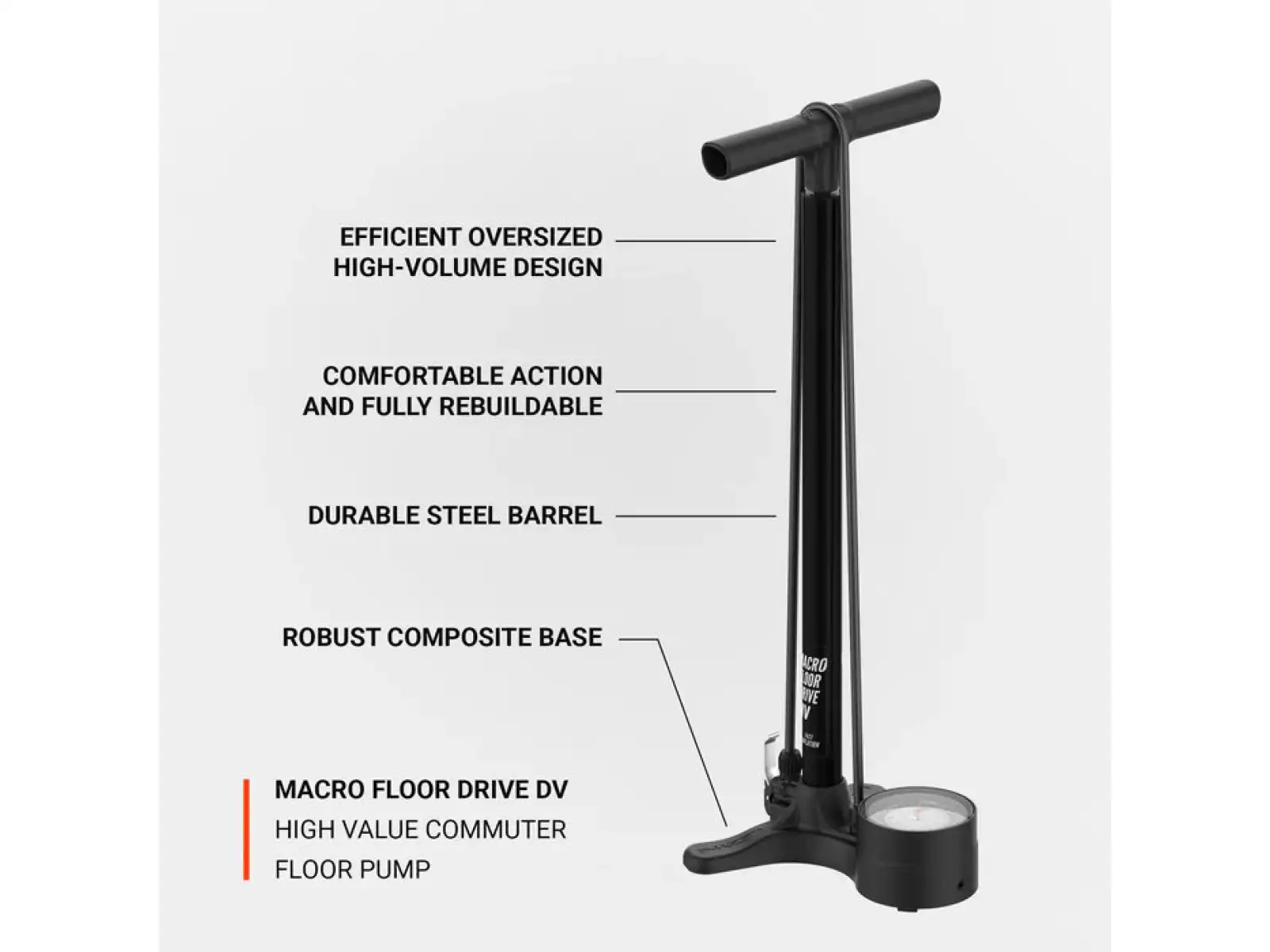 Lezyne Macro HV Floor Drive DV Werkstattpumpe Flat Black
